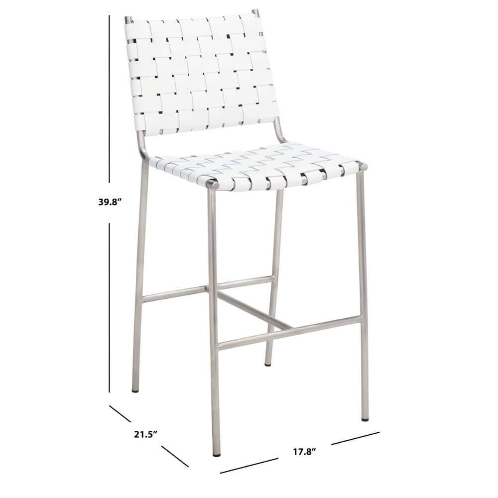 Olenna Woven Counter Stool - BST3011 - White/Silver - Safavieh