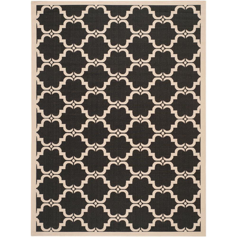SAFAVIEH Courtyard Estelle Geometric Indoor/Outdoor Area Rug, 9' x 12', Black/Beige