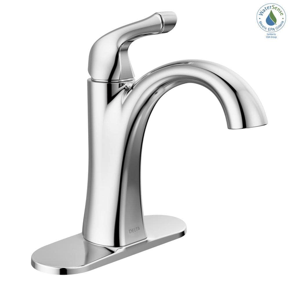Delta Arvo Single Hole Bathroom Faucet with Drain Assembly, Single Handle Bathroom Sink Faucet 15840LF