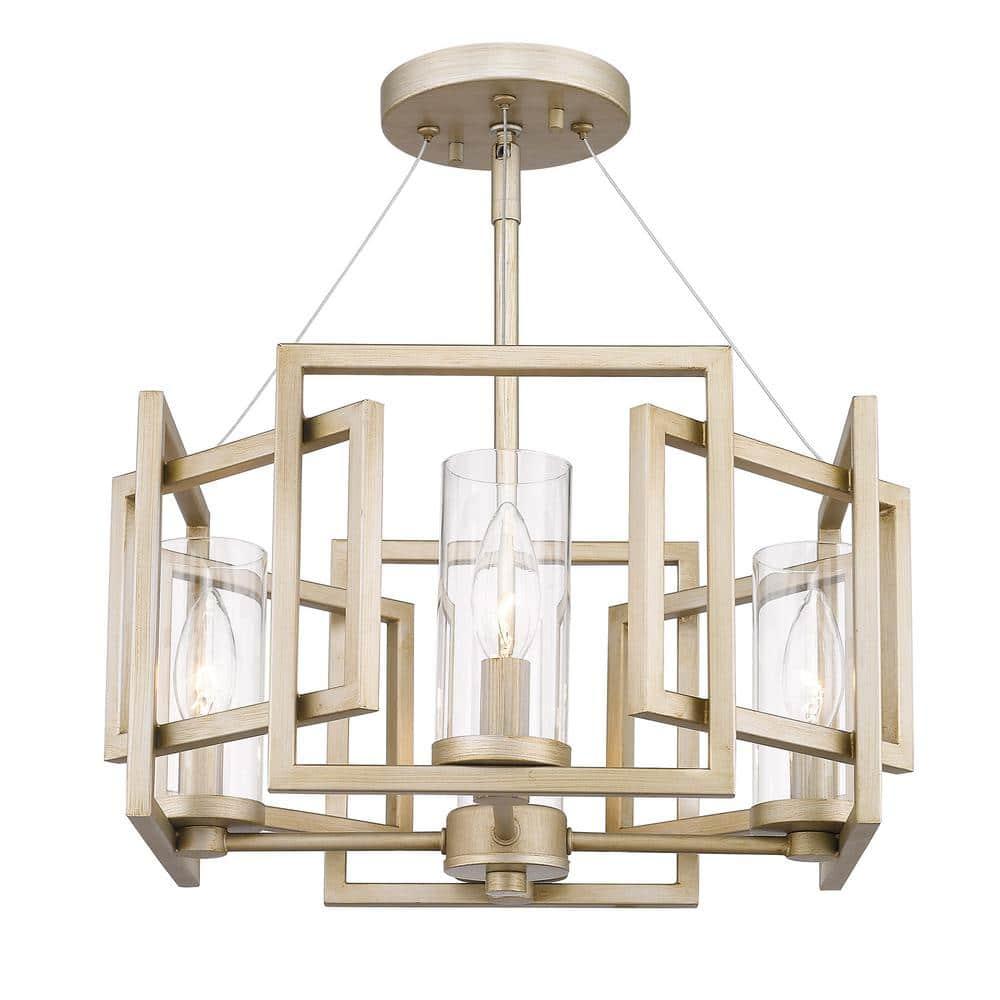 Golden Lighting Marco 4-Light Semi-flush in White Gold with Clear Glass