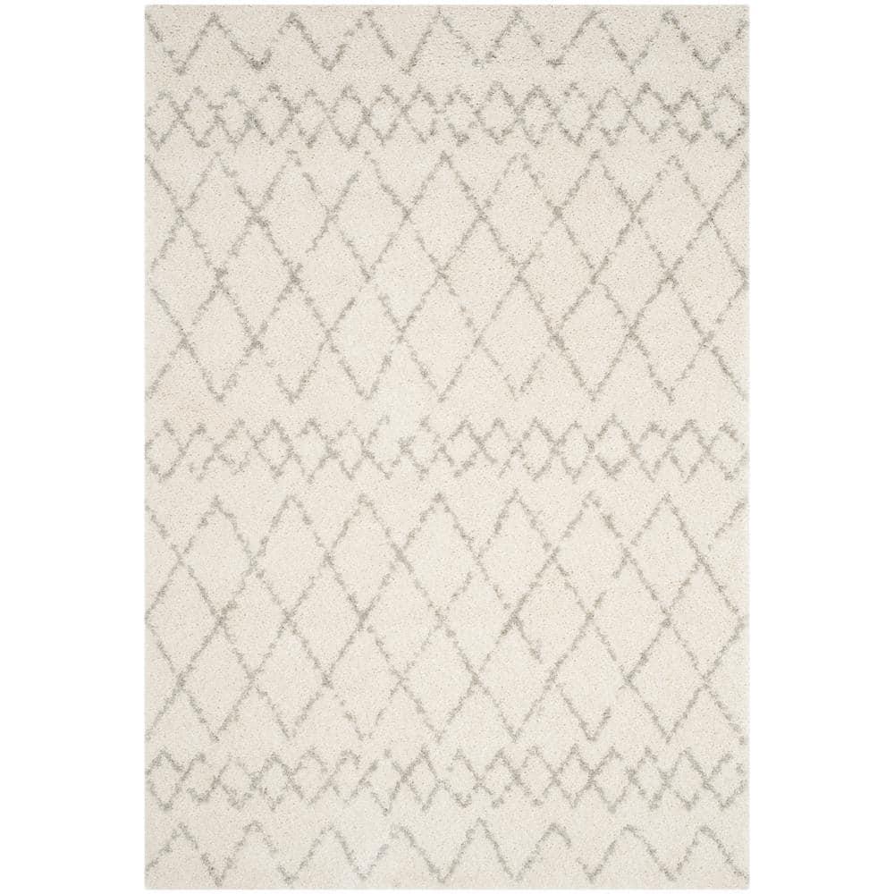 Berber Shag BER165 Power Loomed Indoor Area Rug - Cream/Light Grey - 8'x10' - Safavieh