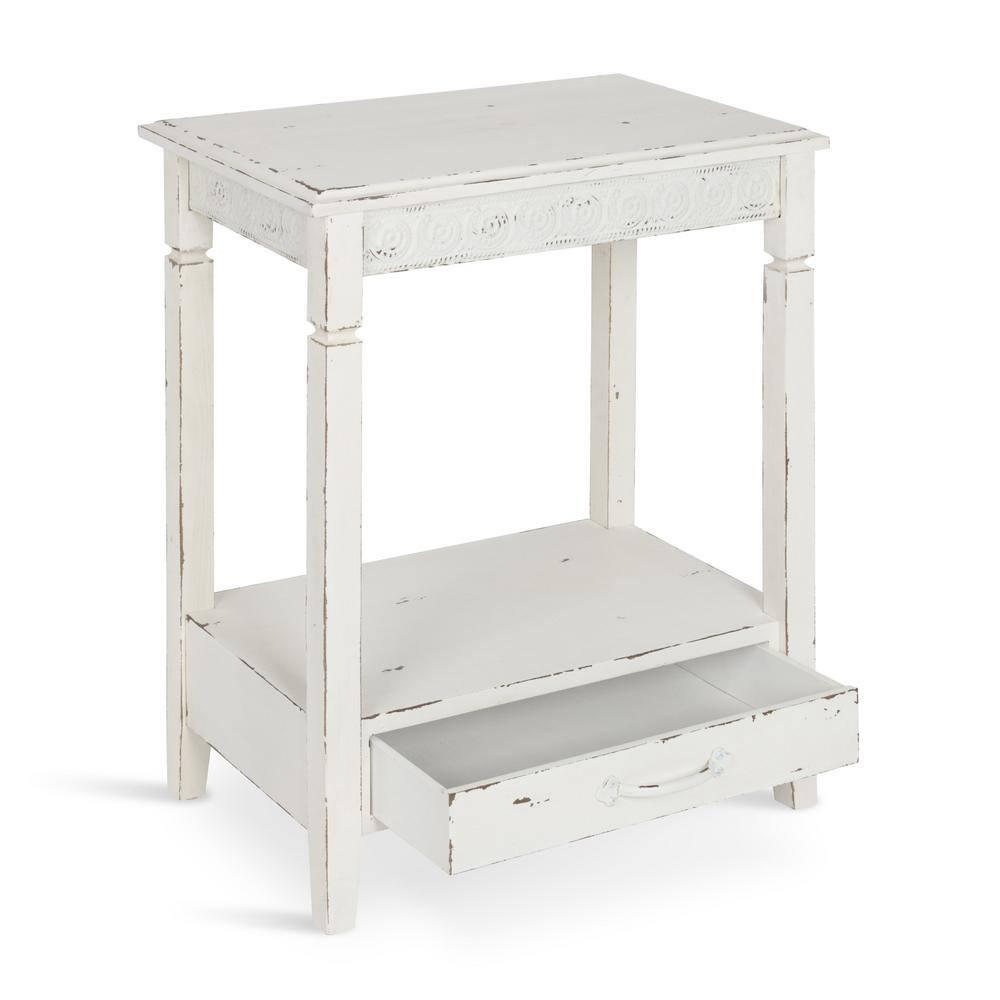 Kate and Laurel Idabelle Rectangle Wood Side Table, 13.5x22x27.75, White
