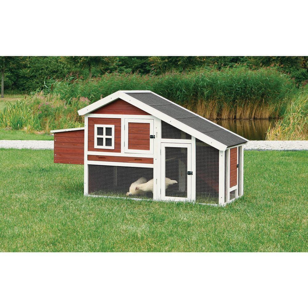TRIXIE Weatherproof Wooded Backyard Chicken Coop, 2 Nesting Box Auburn Fits 2 Std Chicken