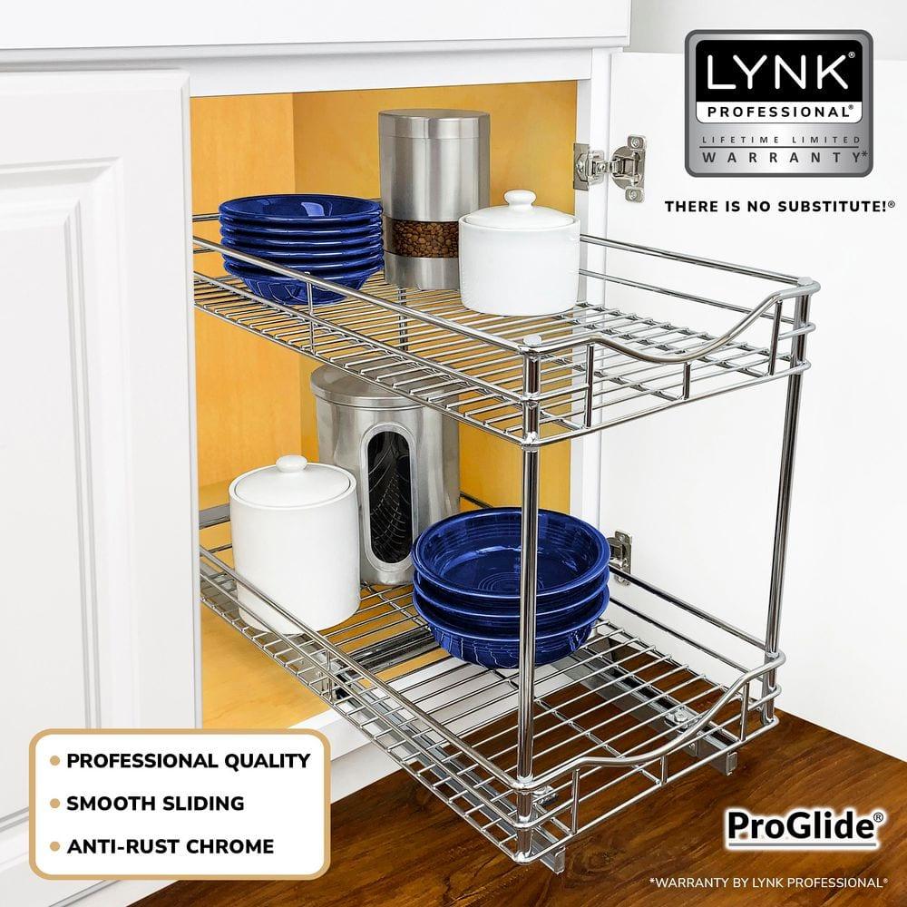 LYNK PROFESSIONAL LYNK PROFESSIONAL Pull Out Cabinet Organizer (2 Tier) Slide Out Drawers for Kitchen, Chrome