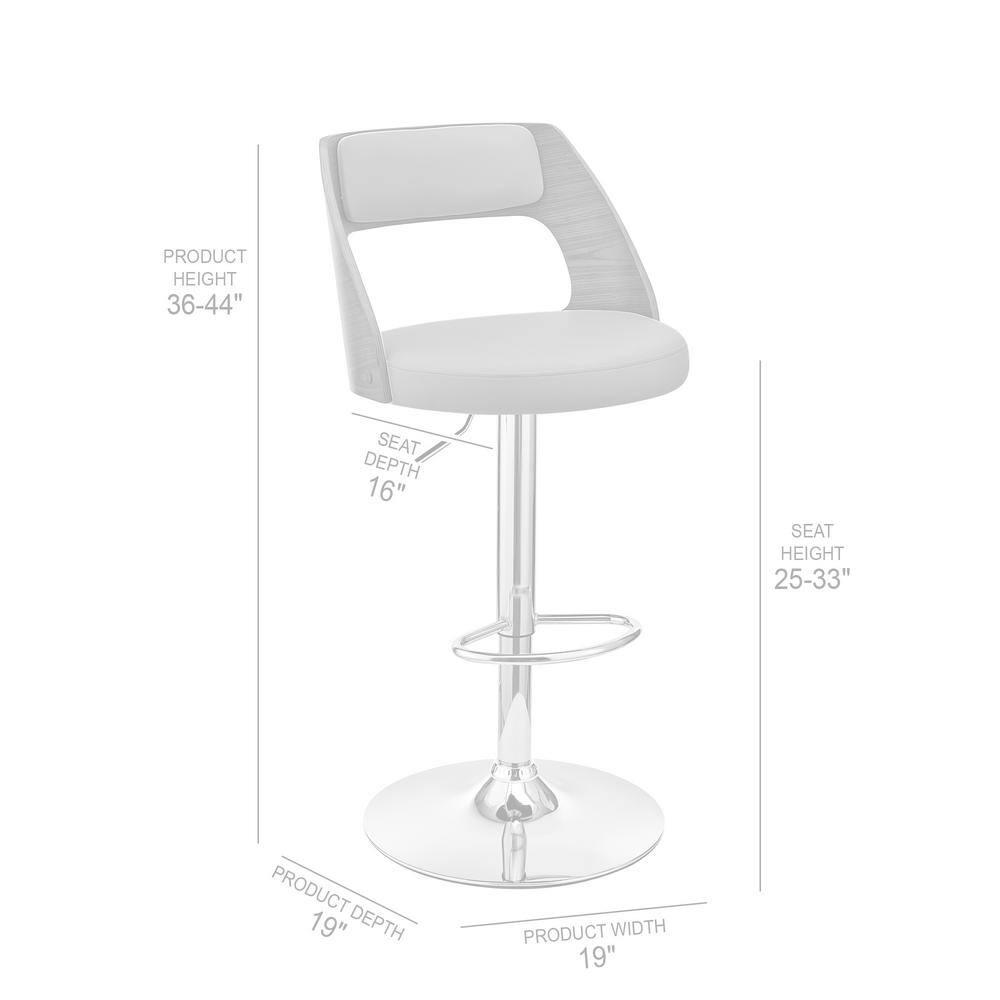 44 x 19 x 19 in. Paulo Adjustable Swivel Faux Leather & Walnut Wood Bar Stool with Base, Black & Chrome