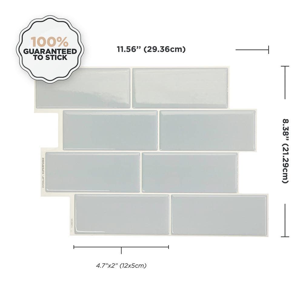 Peel and Stick Gel Backsplash Tile Metro 12'' x 8'' (Set of 4)