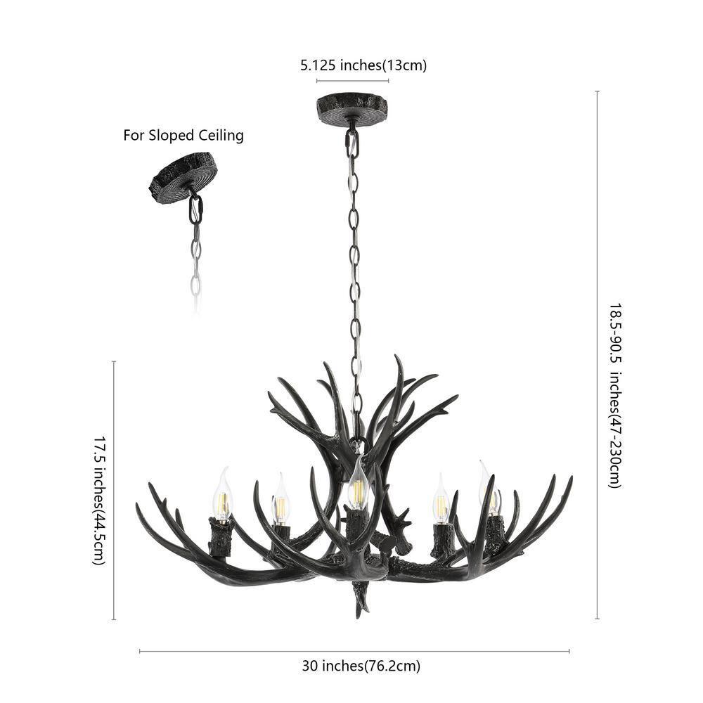 JONATHAN Y JYL6300C Eldora 30" 5-Light Rustic Farmhouse Iron LED Chandelier, Bohemian, Contemporary, Modern, Transitional for living room, dinning room, bedroom, office Bulb Included, Black