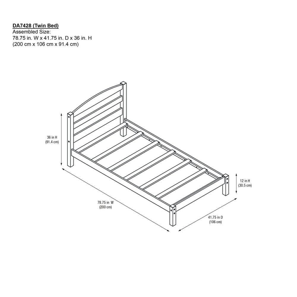 DHP Braylon Twin Size Wooden Bed Frame, Black