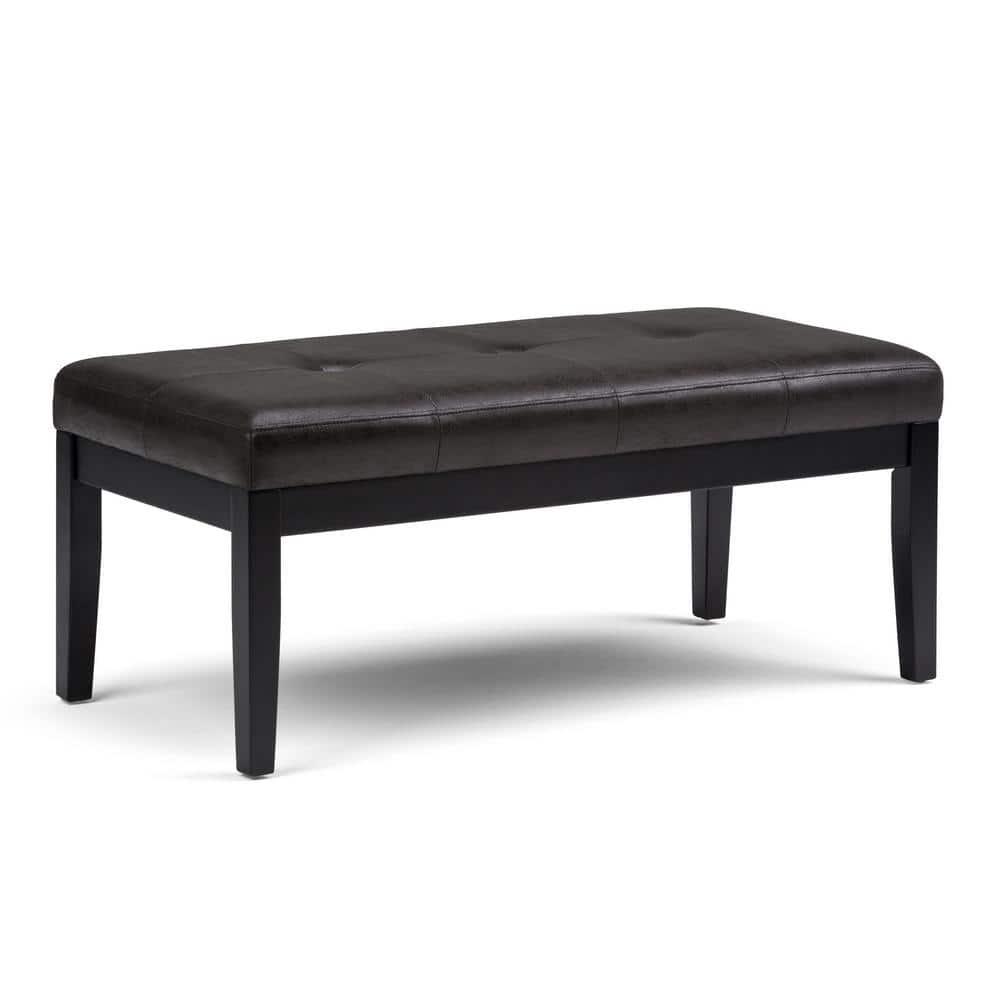 Simpli Home Lacey 41"W Tufted Ottoman Bench with Solid Wood Frame