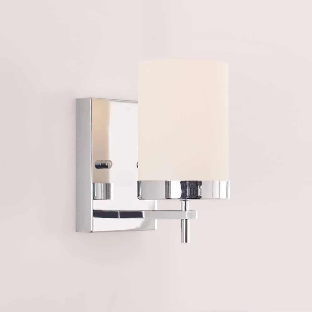 Zire Minimalist Chrome Cylinder Wall Sconce, Direct Wired