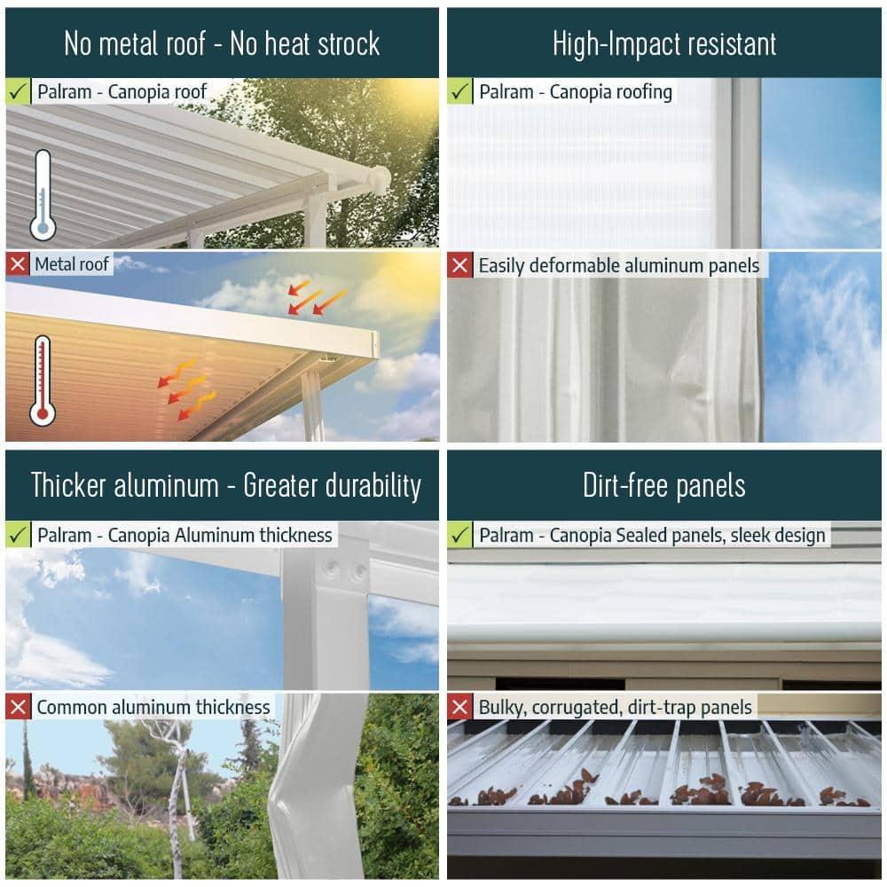 Palram - Canopia Feria 10' x 24' Polycarbonate/Galvanized Steel Patio Cover - Gray/Clear