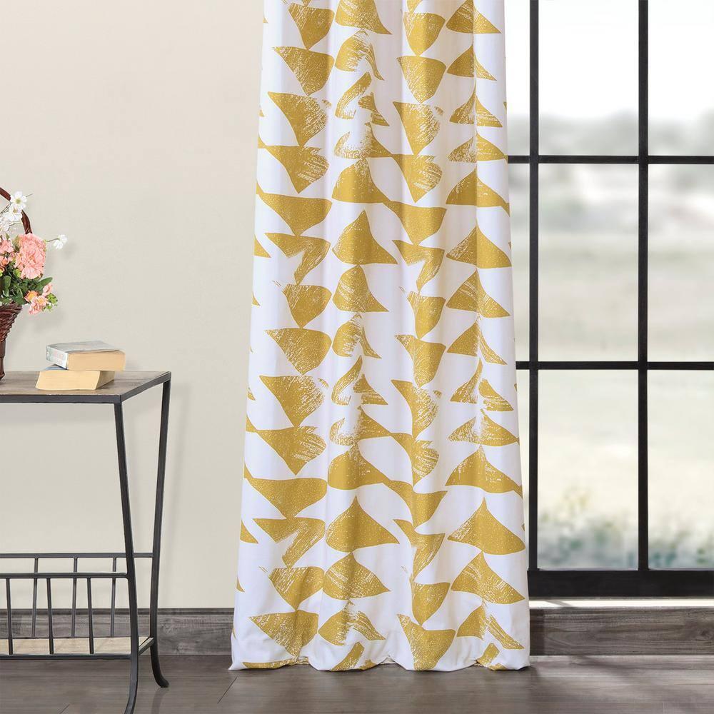 Triad Gold Grommet Printed Room Darkening Curtain - 50 in. W x 84 in. L Single Window Panel