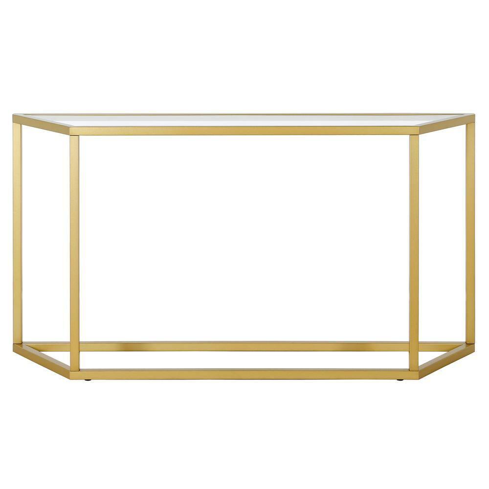 Evelyn&Zoe Levi 55" Wide Trapezoid Console Table, Brass