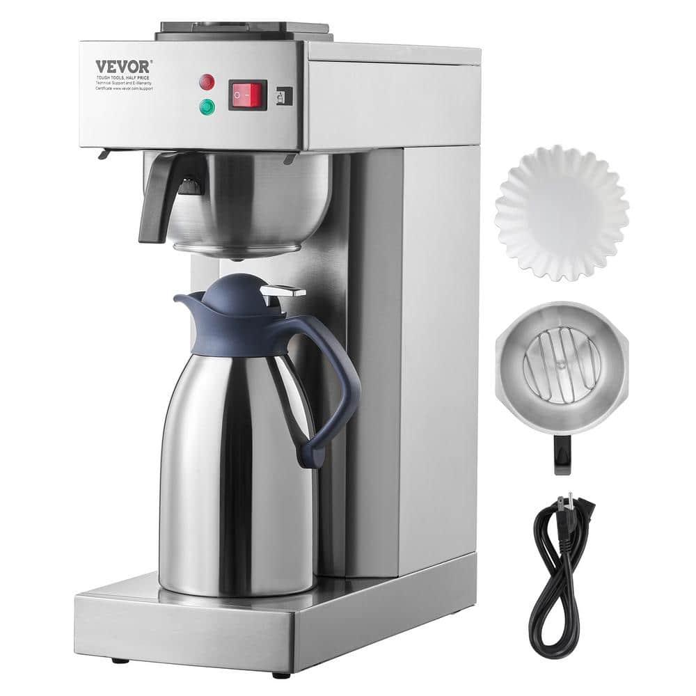 VEVOR 12 Cups Commercial Drip Coffee Maker, Coffee Maker Machine with Thermal Carafe to Keep Warm or Cold, Stainless Steel Pour Over Coffee Brewer