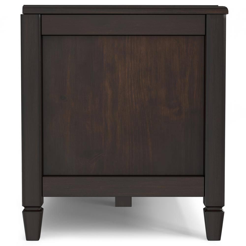 Simpli Home Connaught 36"W Solid Wood Small Storage Bench Trunk with Lift-Top Lid and Dual Storage Compartments