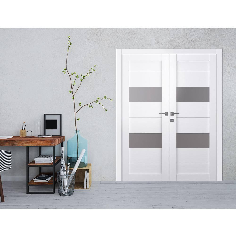 Belldinni Berta Solid Manufactured Wood and Glass Paneled Prefinished Standard Double Door