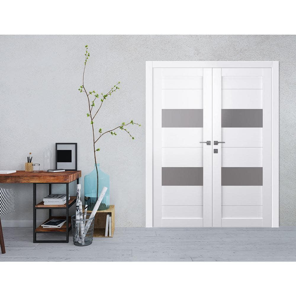 Belldinni Berta Solid Manufactured Wood and Glass Paneled Prefinished Standard Double Door