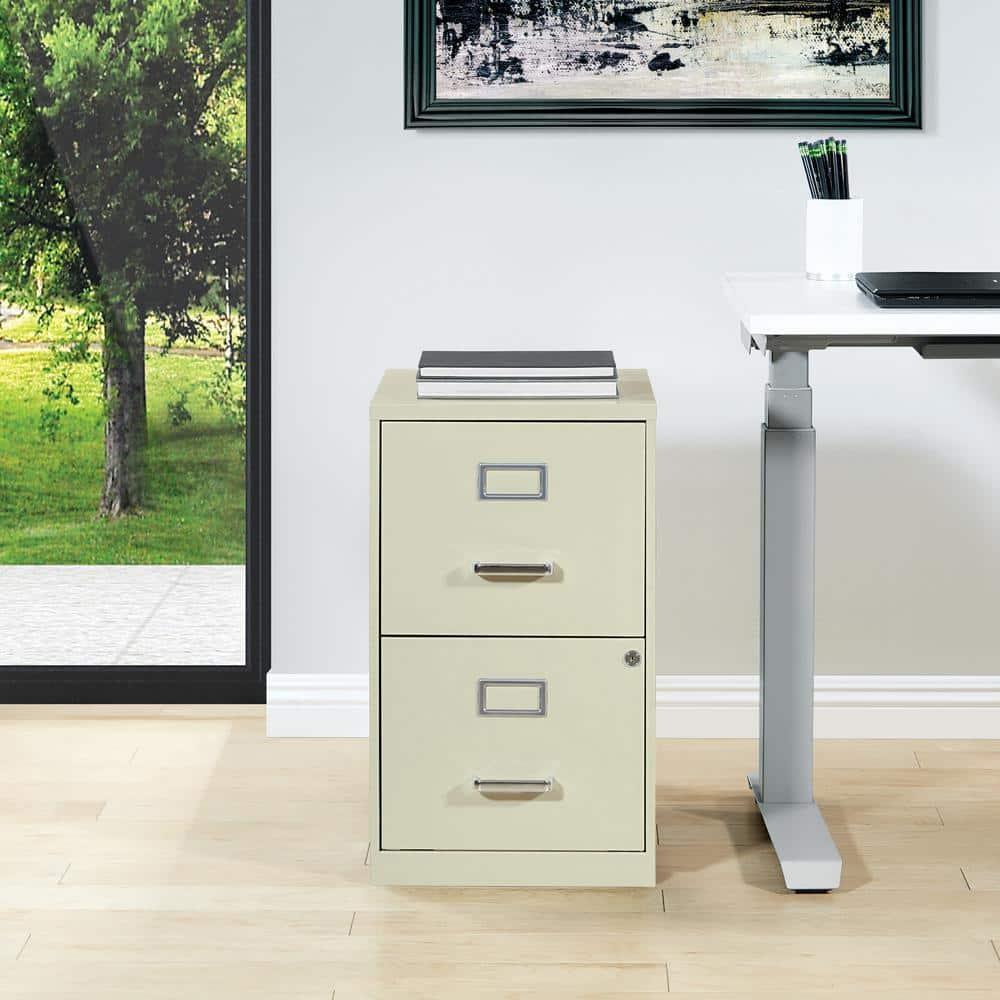 2 Drawer Locking Metal File Cabinet in Tan