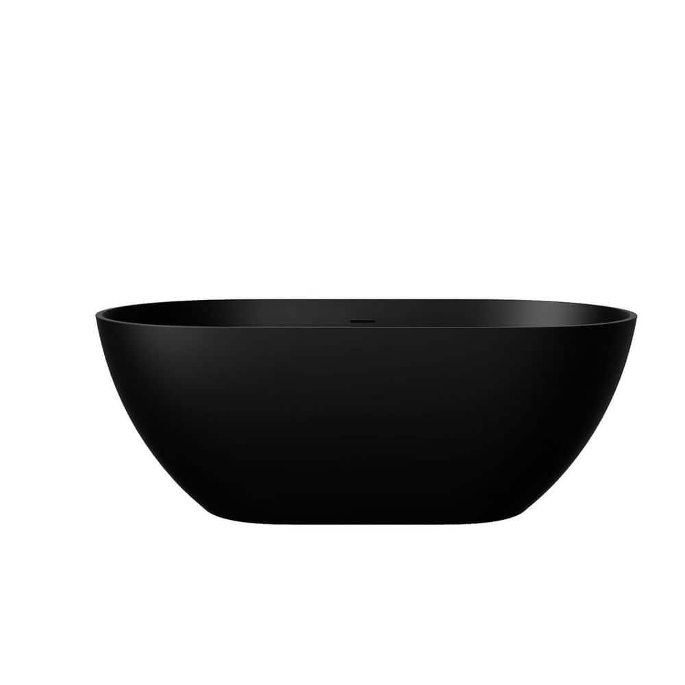 Broadway 59'' x 30'' Freestanding Soaking Solid Surface Bathtub