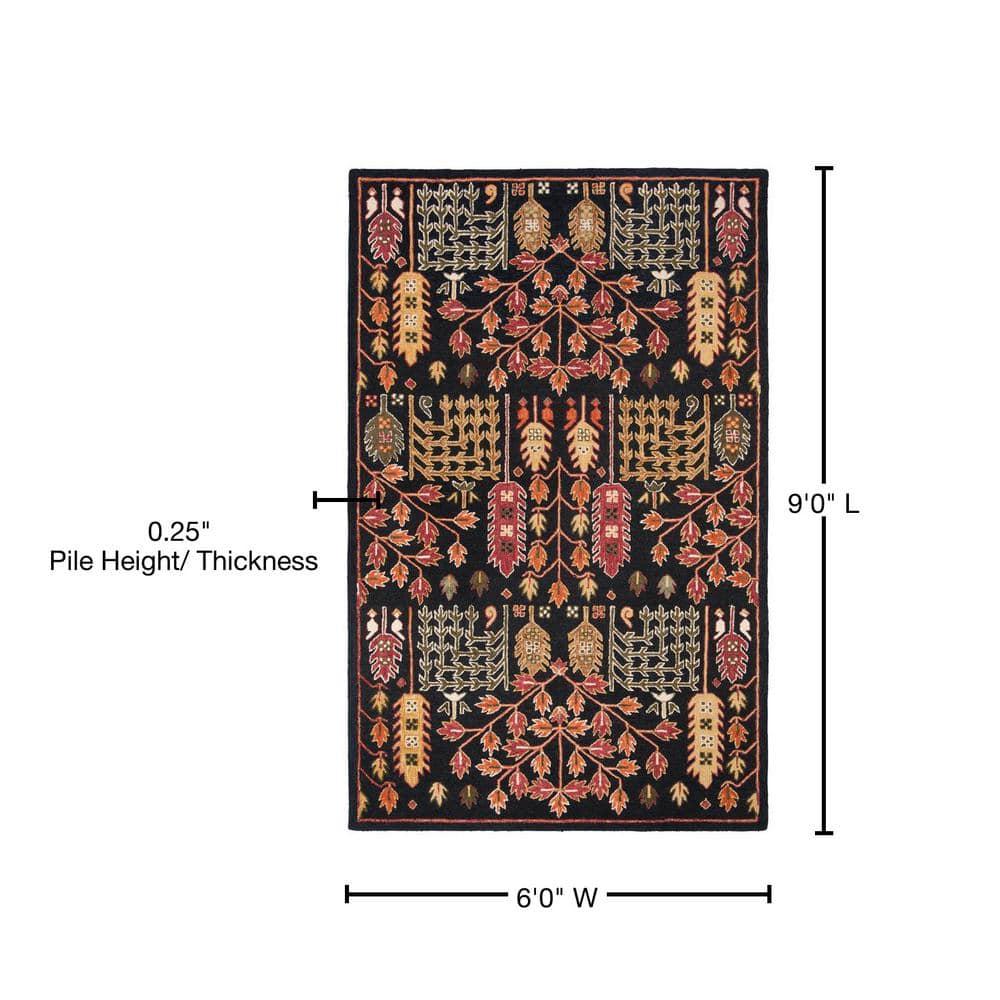 Aspen APN522 Hand Tufted Indoor Area Rug - Black/Red - 6'x9' - Safavieh