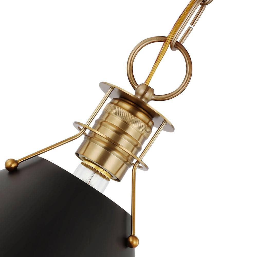 Nuvo Lighting Outpost 1 Light Medium Pendant Matte Black with Burnished Brass