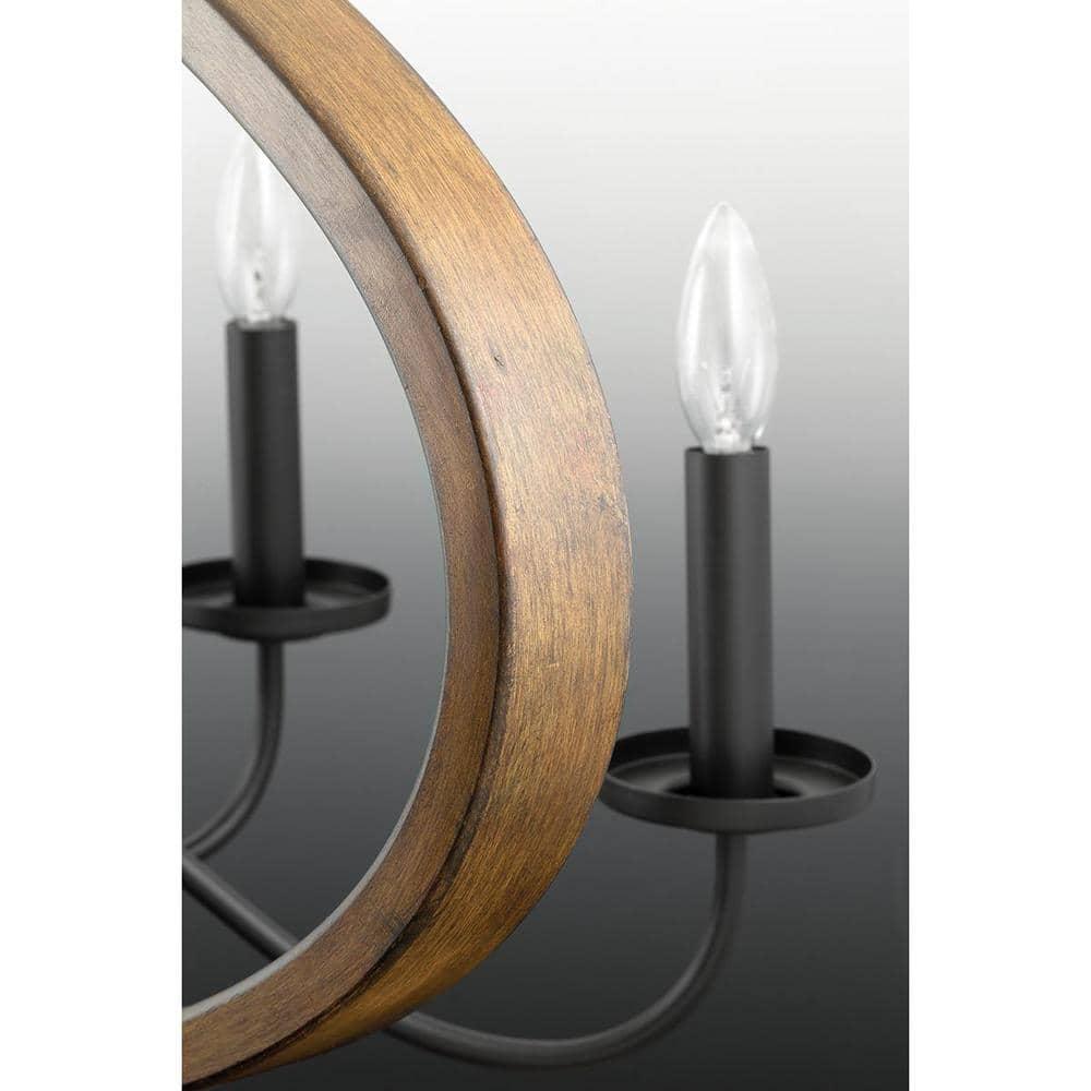 Progress Lighting Fontayne 6-Light Chandelier, Antique Bronze, Candelabra Lights, Steel, Dry Rated, Rustic Farmhouse, Modern Farmhouse, Urban