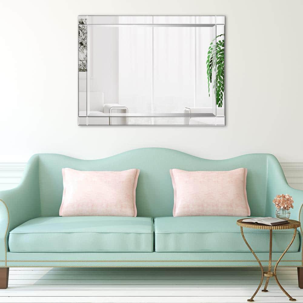 Empire Art Direct Moderno Squared Corner Beveled Rectangle Wall Mirror, Solid Wood Frame, 1"-Beveled Center Mirror, Ready to Hang - Clear 30 in. x 40