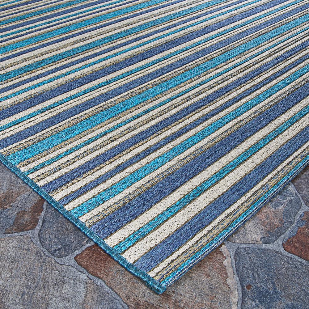 Couristan Cape Brockton Indoor / Outdoor Area Rug, Cobalt-Teal, 5'3" x 7'6"