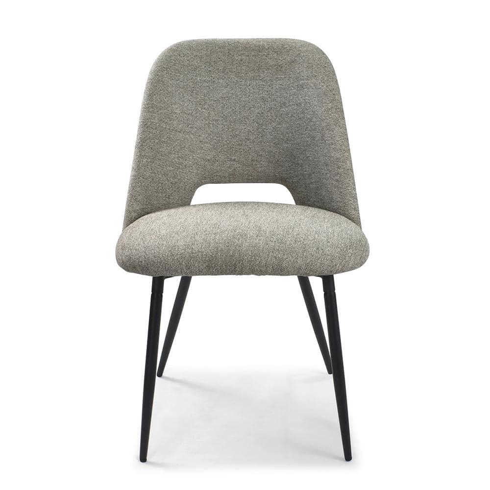 Edwin 21.6" Wider Seat Light Gray Upholstered Dining Chairs Set Of 2,Modern Kitchen Armless Dining Chair With Black Metal Legs-Maison Boucle