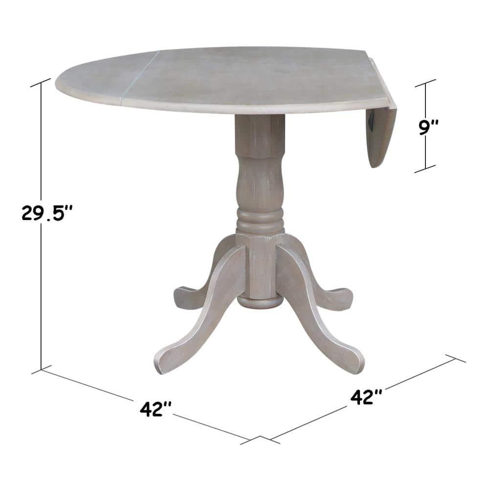 42" Mason Round Dual Drop Leaf Extendable Dining Table - International Concepts: Seats 4, Pedestal Base