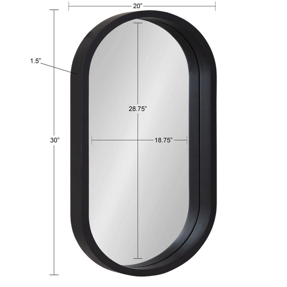 20" x 30" Travis Oval Wall Mirror Black - Kate & Laurel All Things Decor: Modern Style, MDF Frame, No Assembly Required