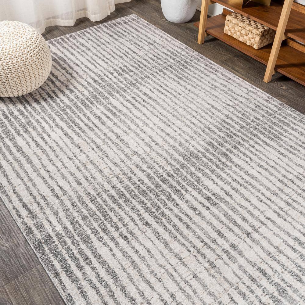 3'x5' Skoura Modern Bold Stripe Area Rug, Beige/Dark Gray - JONATHAN Y