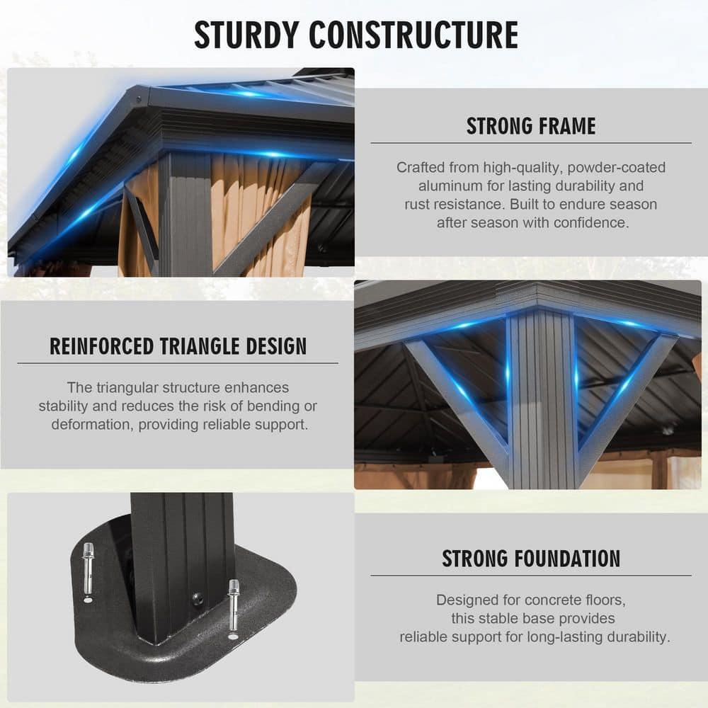 EAGLE PEAK Outdoor Aluminum Frame Hardtop Patio Gazebo