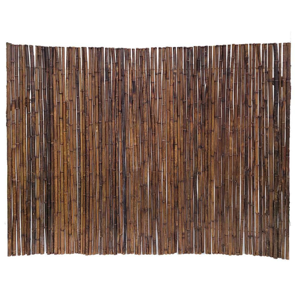 Backyard X-Scapes Bamboo Fencing Decorative Rolled Wood Fence Panel Caramel Brown 6ftHx8ftL