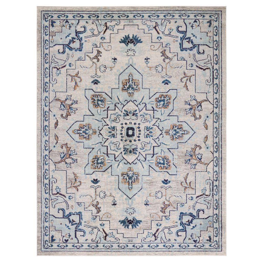 Madison MAD473 Power Loomed Indoor Area Rug - Ivory/Light Blue - 8'x10' - Safavieh