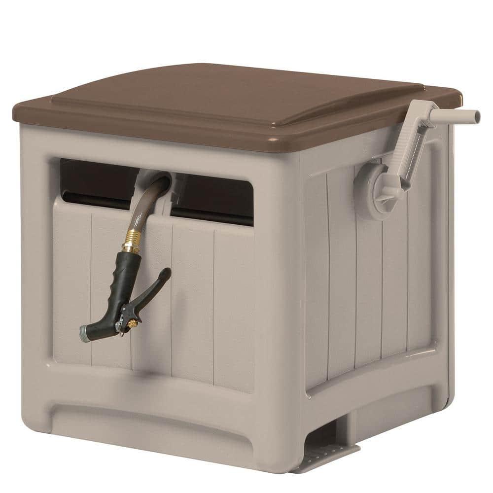 Taupe and Bronze Resin Hideaway Hose Reel with Smart Trak