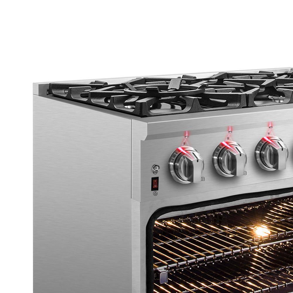 Massimo 36-inch Dual Fuel Range, 6 Burners, 5.36 cu.ft. True Convection Oven, Air Fryer & Griddle