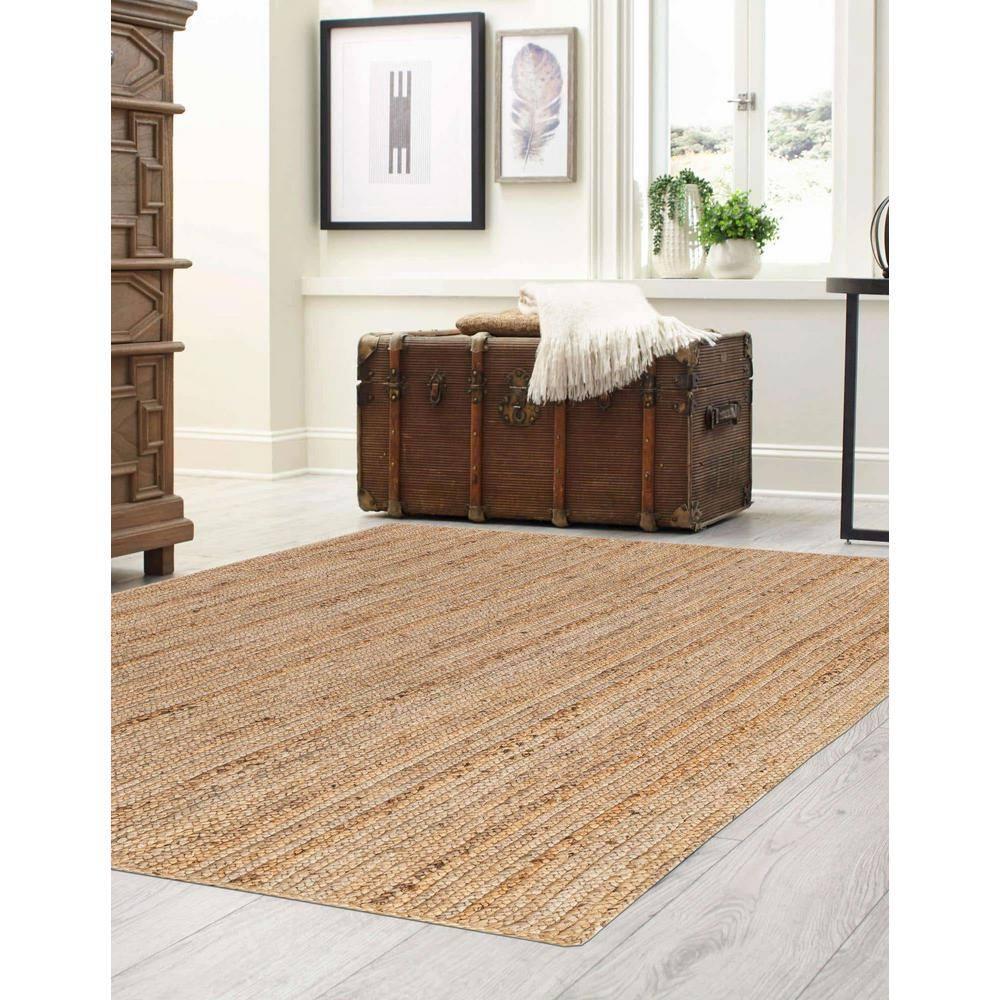 Unique Loom Braided Jute Collection Area Rug - Dhaka (5' 1" x 8' Rectangle Natural)