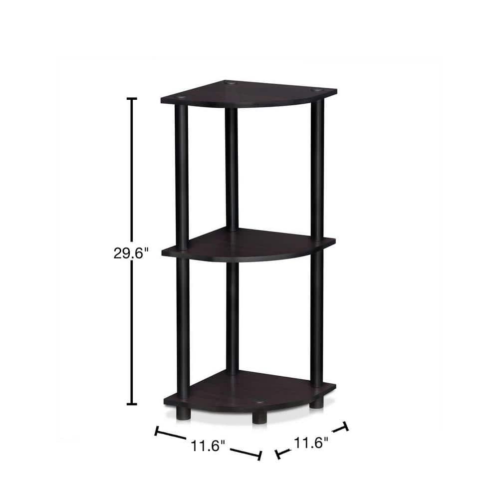 Furinno 3-Tier Corner Display Rack Multipurpose Shelving Unit Industrial Ladder Bookcase,Dark Walnut