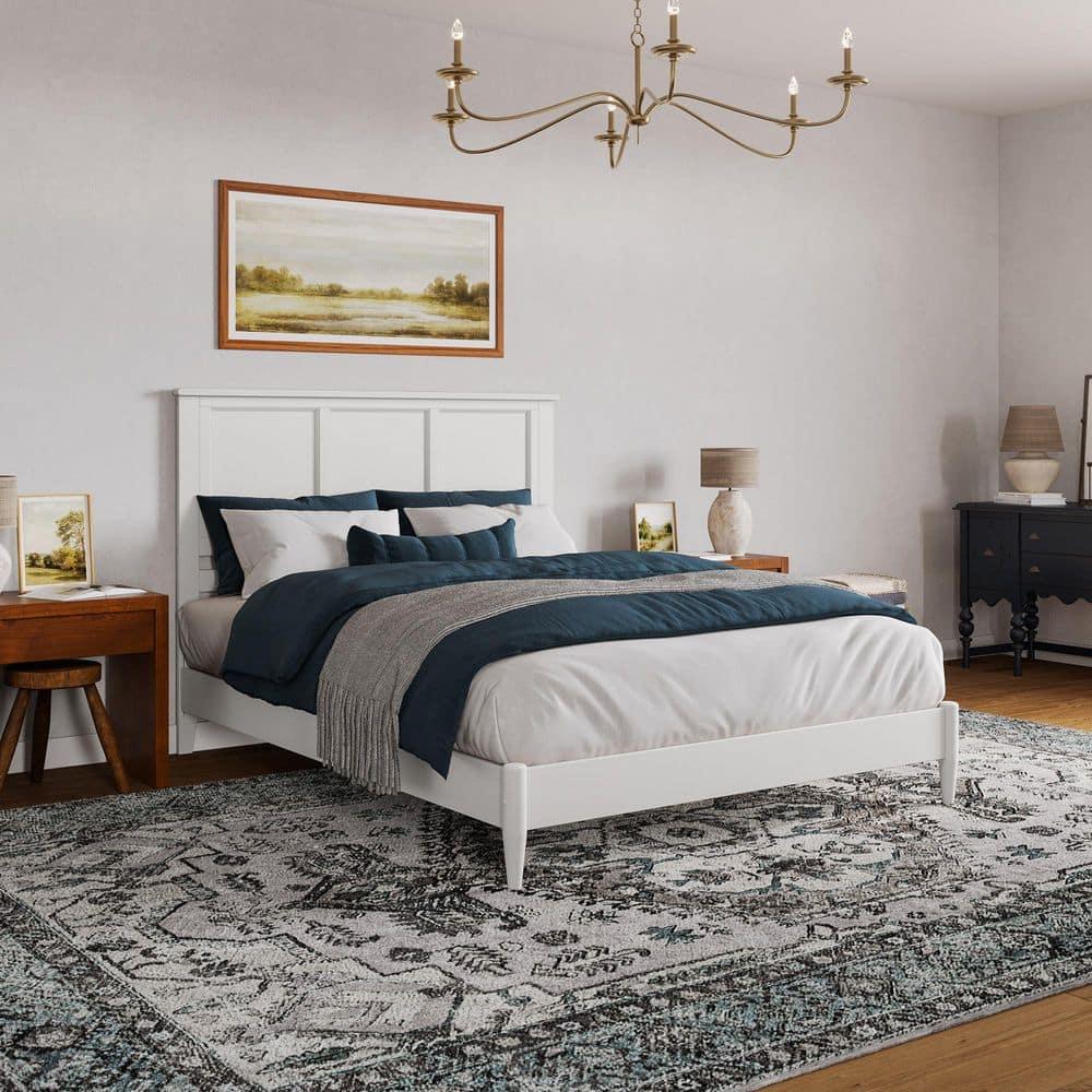AFI Charlotte Queen Solid Wood Low Profile Platform Bed, White