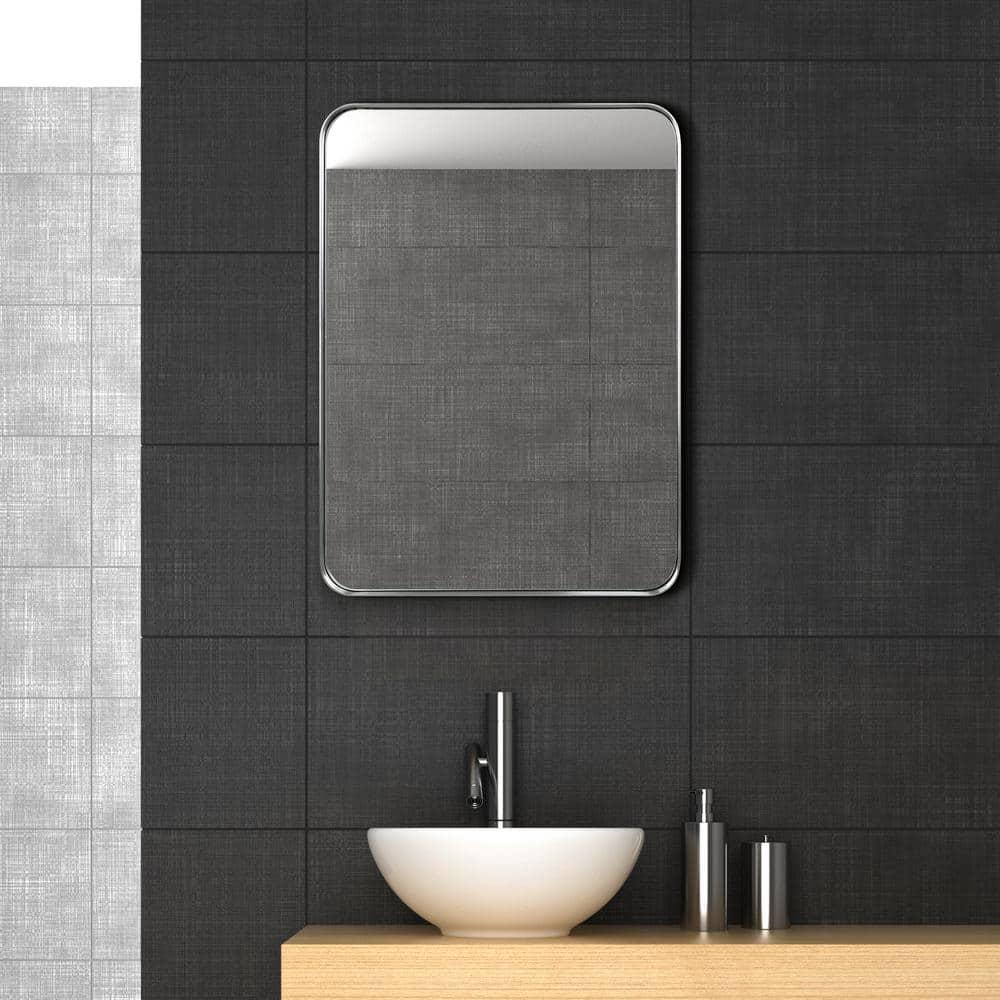 Empire Art Direct Ultra Brushed Silver Stainless Steel Frame Rectangle Wall Mirror, 22" x 30" x 2", Ready to Hang