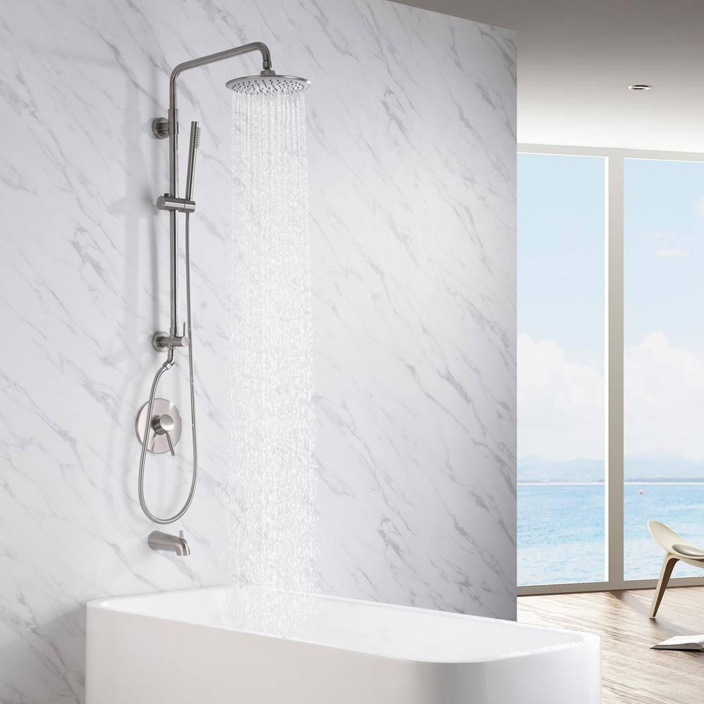 sumerain Brushed Nickel Retrofit Shower Systems with 9 Inch Rain Shower Head