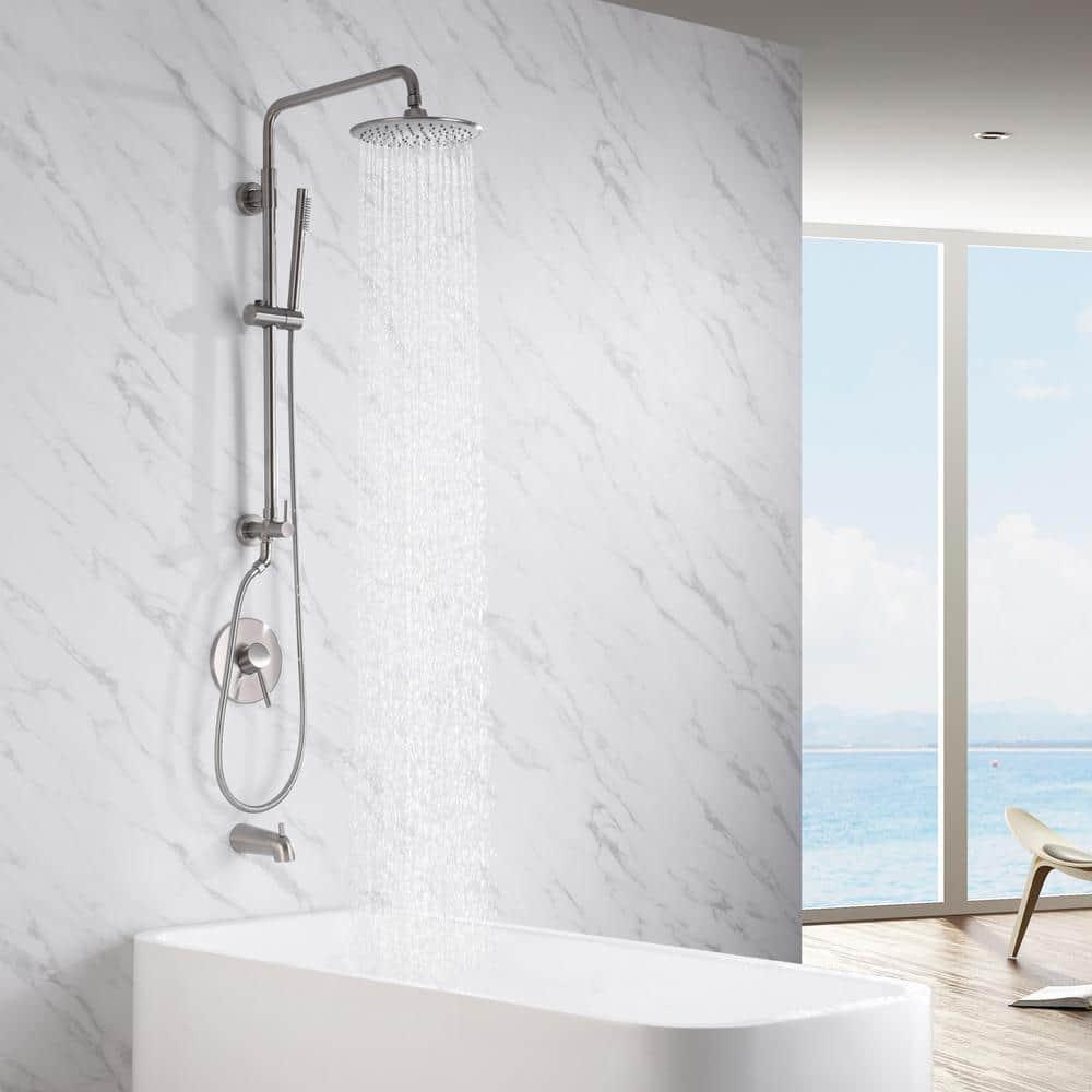 sumerain Brushed Nickel Retrofit Shower Systems with 9 Inch Rain Shower Head