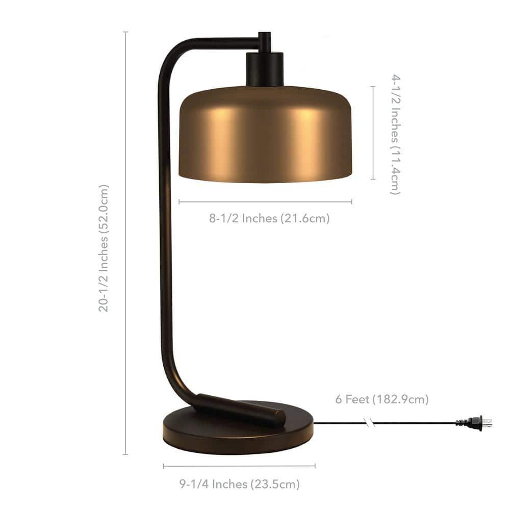 Evelyn&Zoe Mid-Century Modern Metal Table Lamp with Brass Shade