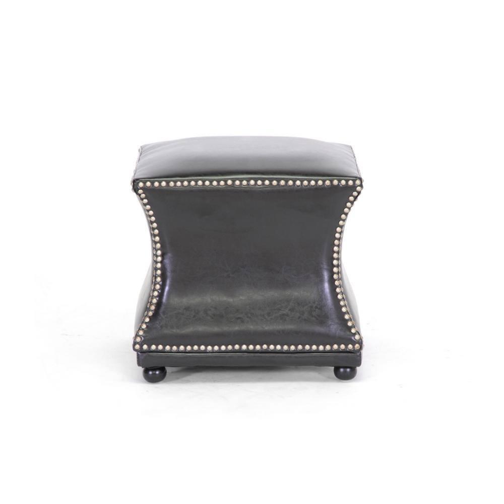 Ellastone Modern Leather Ottoman Dark Brown - Baxton Studio: Square Footstool, Faux Upholstered, No Assembly