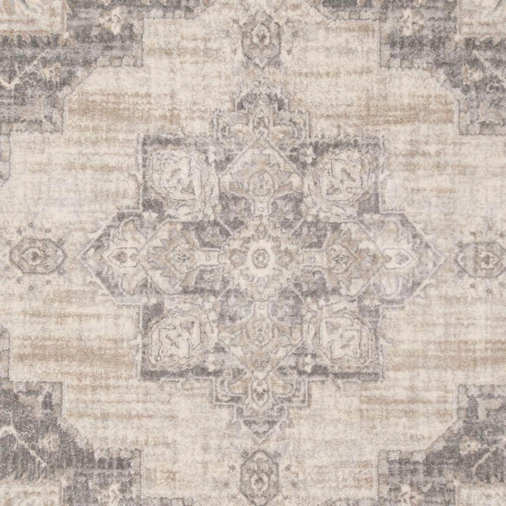 Brentwood BNT865 Power Loomed Indoor Area Rug - Cream/Grey - 5'x5' - Safavieh