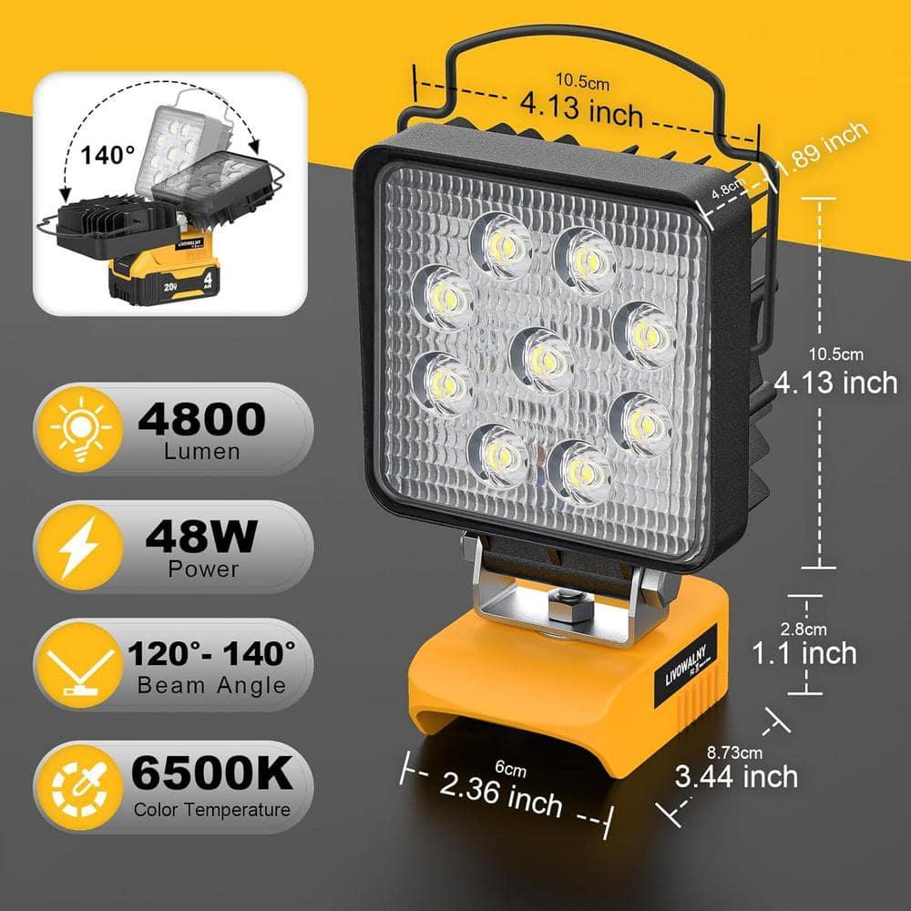 AnTom LED Work Light , 48W 4800LM LED Flood Light for Outdoor and Job Site Lighting- Dimmable Design