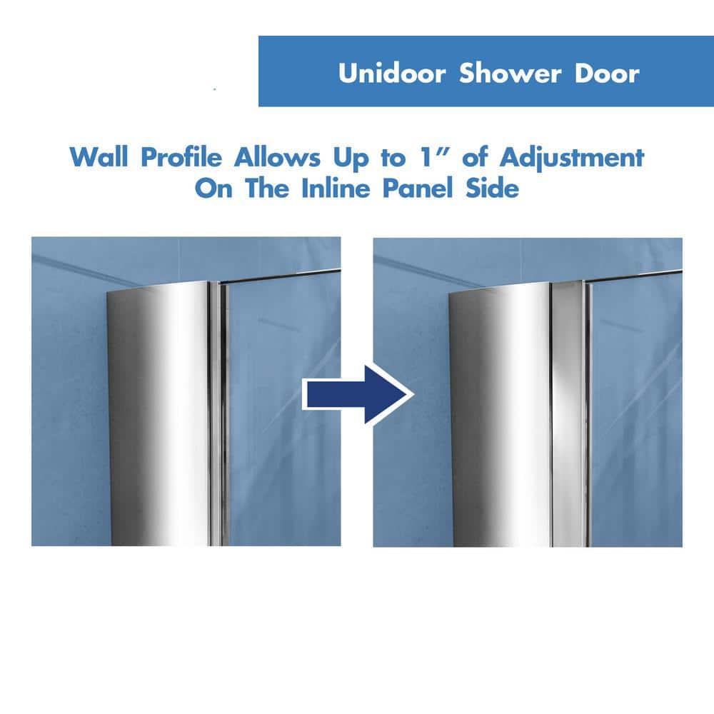Unidoor 34" W x 72" H Hinged Frameless Shower Door with Clearmax™ Technology