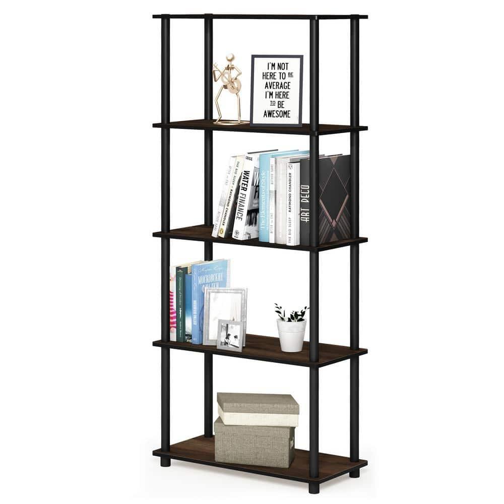 Furinno 23.6 W x 11.6 D x 57.4 H 5-Shelf Decorative Shelves, Brown and Black