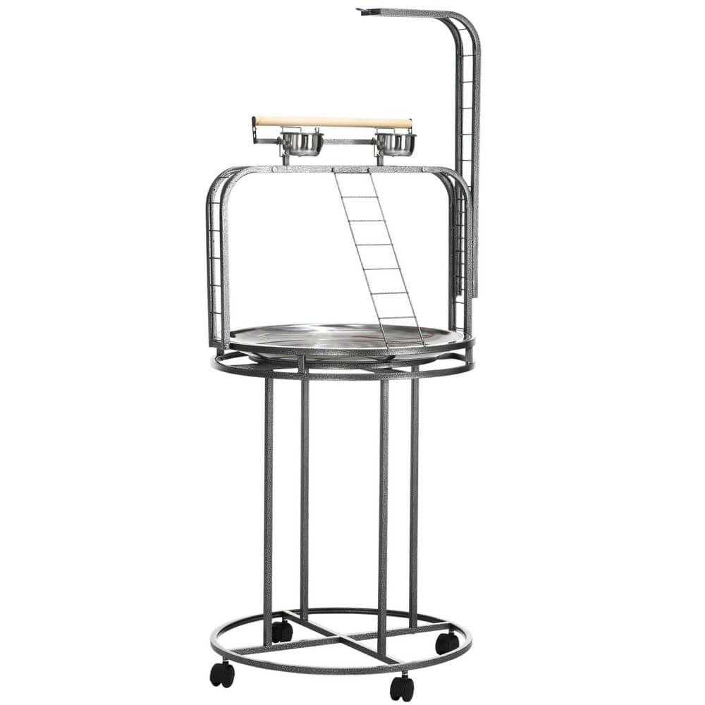 PawHut Parrot Stand Large Bird Perch Stand with Toy Hook & 3 Ladders